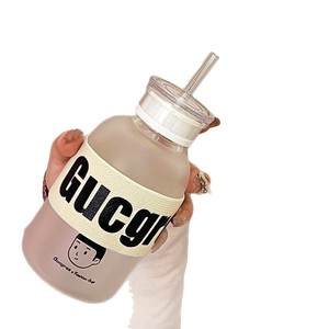 Gobelet en verre mignon avec paille, 500 ml, bouteille d'eau portable pour étudiants, pour les voyages et la rentrée scolaire - Product Image 5