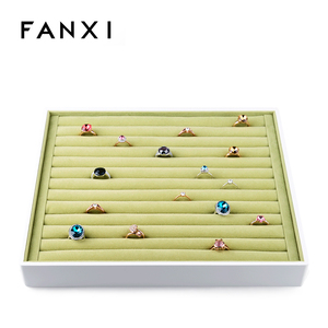 FANXI Chức Năng Trắng Sơn Mài Nhung Xanh Chèn Vòng Cổ Vòng Đeo Tay Tất Cả Các Trận Đấu Chủ Khay Thời Trang Trang Sức Hiển Thị Khay - Product Image 1