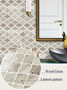 Carreaux muraux autocollants en <span class=keywords><strong>travertin</strong></span> <span class=keywords><strong>beige</strong></span>, forme lanterne arabesque, avec <span class=keywords><strong>joint</strong></span> blanc, à peler et coller, pour murs d'accent modernes - Product Image 2