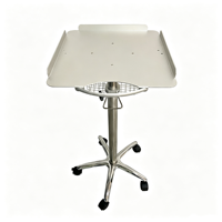 Chariot médical mobile réglable en hauteur avec panier métallique et base à 5 roulettes pour hôpital, clinique, vétérinaire