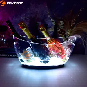 Schlussverkauf Bierkühler Kunststoff-Eisbedienungs-Hersteller Champagner Bootform Stand klares Led-Licht Eisbedienungs-Stock