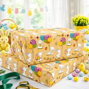 Easter Themed Kraft Wrapping Paper With Bunnies Balloons 1 Roll For Kids Gift Wrap - Product Image 3