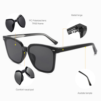 Lunettes de soleil polarisées carrées unisexe tendance, monture intégrale TR90, branches en PC, légères, protection UV400, pour la conduite en extérieur