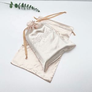 Sac à poussière de luxe en satin de soie avec cordon de serrage pour sacs à main et pochettes, pochette en soie brodée pour sac à main - Product Image 6