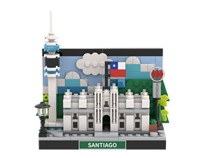 Bloques de Construcción Personalizados del Monumento de Santiago de Chile, Recuerdo de la Ciudad, Juguete MOC, MOQ Bajo, Regalo Corporativo, Plazo de Producción Rápido - Product Image 1