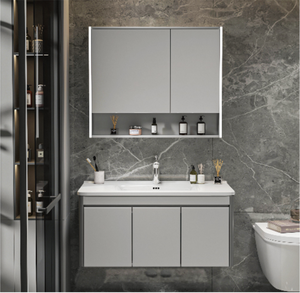 <span class=keywords><strong>Mueble</strong></span> de <span class=keywords><strong>Baño</strong></span> Moderno de Madera Maciza con Espejo Multifuncional, Lámpara y Amplio Espacio de Almacenamiento, Diseño Cuadrado para Colgar en la Pared, Última Moda 2026 - Product Image 3