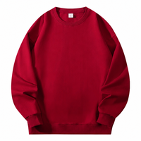 Vente en gros : Sweat à capuche 300g à col rond en molleton bouclé fin, avec logo imprimé, coupe ample décontractée, idéal comme maillot de base pour uniforme scolaire