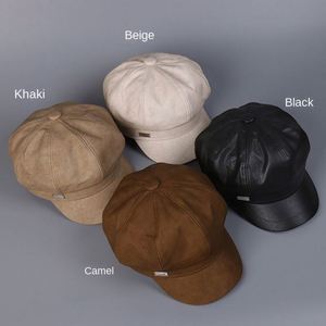 Nouveauté Automne Hiver, Béret en Cuir PU pour Hommes et Femmes, Mode Casual, Tendance, Béret Britannique Rétro - Product Image 3