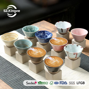 Kingze Modern 100mL Gres japonés Tazas de café expreso de cerámica de Kioto Tazas de café de cerámica saludables ecológicas personalizadas - Product Image 1