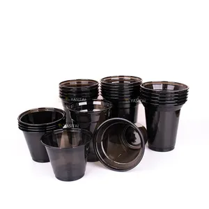 Tùy chỉnh kích thước logo in màu đen trong suốt rõ ràng 12oz 16oz 22oz nhựa PET cà phê lạnh uống cup có nắp đậy