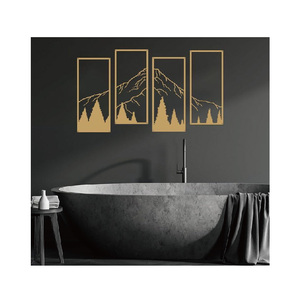 4 pièces d'art <span class=keywords><strong>mural</strong></span> en métal représentant un coucher de soleil, des montagnes et une forêt, décoration intérieure - Product Image 6