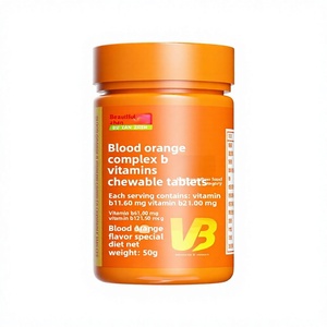 Comprimés de complexe B aromatisés à l'orange sanguine, 100 unités, multivitamines B, y compris <span class=keywords><strong>B12</strong></span>, acide folique, biotine, 50 g, améliore la mémoire et le sommeil - Product Image 1