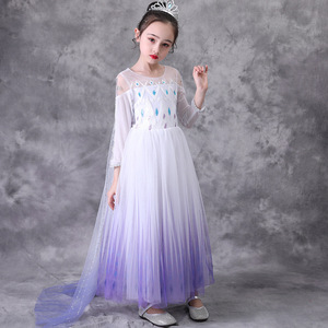 Robe de princesse Elsa inspirée de <span class=keywords><strong>La</strong></span> <span class=keywords><strong>Reine</strong></span> <span class=keywords><strong>des</strong></span> <span class=keywords><strong>Neiges</strong></span> pour filles, avec corsage orné de diamants, manches longues, en tulle, costume de cosplay pour fête de Noël - Product Image 2
