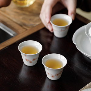 Guanlan Hand Painted Ceramic <b>Teacup</b> Porcelain Floral Design Kung Fu Tea Tasting Cup Single Cup Home Use - Product Image 3