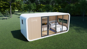 Capsule cabine Apple Bungalow Bar <span class=keywords><strong>Bureau</strong></span> Pod <span class=keywords><strong>avec</strong></span> terrasse préfabriquée bon marché modulaire jardin portable assemblé - Product Image 2