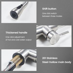 Luxe uittrekbare watervalregendouche keukenkraan gepolijst 201 roestvrij staal klassieke moderne keukenkraan - Product Image 2