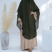 Chador 2025 Nouveau Voile de Prière Turc à Attacher par l'Arrière, Uni, pour Femmes Musulmanes, Hijab Long à 2 Couches, Niqab en Mousseline, Khimar