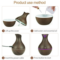 Diffuseur d'Arômes Bois 130ml Humidificateur USB Mini Diffuseur d'Air Électrique à Huiles Essentielles pour la Maison