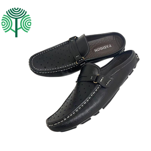 Mocasines de cuero genuino para hombre, talla grande, sandalias de exterior, sin talón, tipo loafer, para caminar, transpirables, personalizables, para verano - Product Image 1