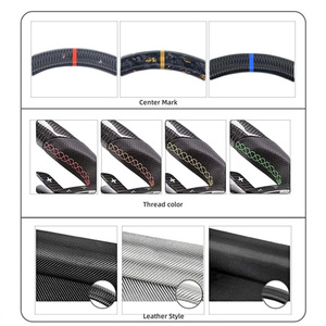 Volante de cuero medio perforado modificado para <span class=keywords><strong>Volkswagen</strong></span> VW Golf 8 <span class=keywords><strong>MK8</strong></span> 8R <span class=keywords><strong>R</strong></span> Gti Gtd Jetta Tiguan Polo Passat CC B7 B8 - Product Image 4