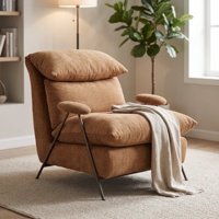 Fauteuil d'appoint moderne en tissu, fauteuil simple de luxe design, fauteuil rembourré pour salon avec pieds en métal