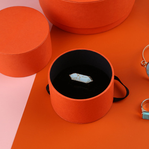 Boyang Custom Logo Printed Luxury <b>Orange</b> <b>Paper</b> Round Bangle Bracelet Jewelry Box Packaging - Product Image 5