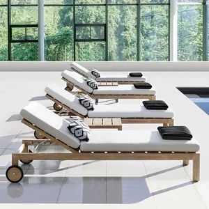 Chaise de jardin d'hôtel d'extérieur en bois massif imperméable à l'eau pour piscine Chaise longue de jardin Lit de soleil pour patio Lit de jour pour patio Lit de soleil - Product Image 2