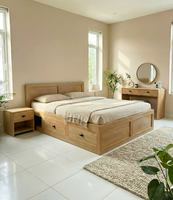Vente en gros usine Yifan Bedset01 Ensemble de chambre moderne en bois MDF avec lit de rangement extensible hydraulique, armoire, commode et table de chevet King Size