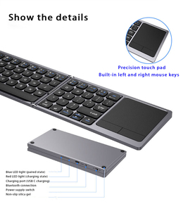 Nouveau clavier portable sans fil BT ultra-fin pliable avec pavé tactile rechargeable pour téléphone portable et tablette - Product Image 3