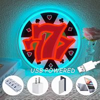 Neon Sign 777 Lampu Neon LED Dekorasi Ruang Poker, Seni Dinding Ruang Game, Bar Rumah Gua Pria, Neon Sign Pesta Las Vegas