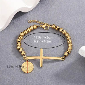 Pulseras y Brazaletes Religiosos de Acero Inoxidable 316L, Chapados en Oro de 14k y 18k, Pulseras Católicas con Cuentas y Dijes para Mujeres y Hombres - Product Image 6