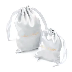 Bestpacking di gioielli di lusso in raso sacchetto di imballaggio per parrucca con coulisse sacchetto regalo gioiello con logo custom marsupio gioielli