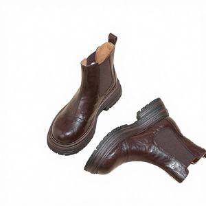 Bottines Chelsea vintage en cuir véritable à semelle en caoutchouc, nouvelle arrivée, style britannique, bottines courtes pour femmes, toutes saisons - Product Image 3