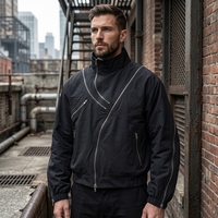 Blouson Bomber Techwear Homme Personnalisé Multi-Zip, Coupe-Vent Asymétrique à Fermeture Éclair, Veste Cargo Lourde Style Streetwear