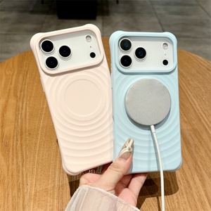 <b>Wireless</b> <b>Charge</b> Liquid Magnetic <b>case</b> for iphone 17 16 15 Pro Max 14 13 12 Shockproof Curly Silicone Wave Cover - Product Image 2