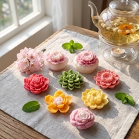 J-1248 Moule en silicone de qualité alimentaire, écologique, fait main, motif fleur moderne, petit, jetable, pour savon, bougie, outil de pâtisserie pour fondant, DIY Rose