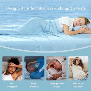 Edredón Refrigerante Tamaño Queen, Mantas Refrigerantes para Personas que Sienten Calor al Dormir <span class=keywords><strong>y</strong></span> Sudores Nocturnos, Edredón de Verano Azul Cielo para Cama Tamaño Queen - Product Image 3