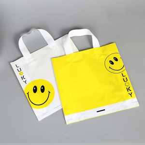Biodegradable material manufacturing clothing shopping handle recycled christmas yellow logo custom print gift plastic bag