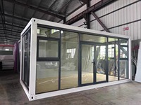 Module d'usine de fabrication de maisons conteneurs préfabriquées de luxe en verre détachable, idéal pour les cafés et les dortoirs du personnel