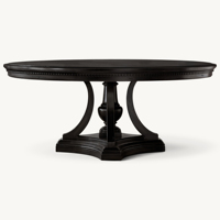 Table à manger en chêne américain de style RH, table ronde sur mesure fabriquée par des artisans, base étagée de luxe en bois noble