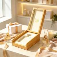 Boîte à parfum en bois massif naturel, doublure en velours, insert en EVA, logo personnalisé, couvercle rabattable pour l'emballage de parfums de marque, vente au détail et cadeaux de luxe