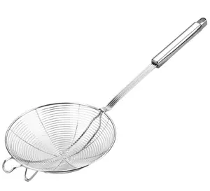 Cheap Kitchen Utensil Stainless Steel Spider Strainer Skimmer with insulated handles