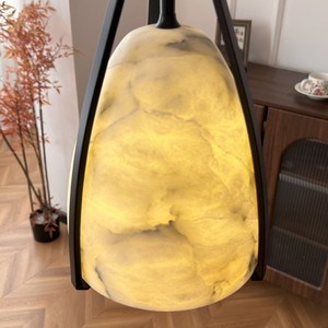 Lámpara Colgante de Mármol Ovalada E27 LED de Una Sola Cabeza Negra para Sala de Estar y Dormitorio - Product Image 4