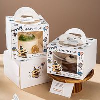 Emballages jetables pour gâteaux d'anniversaire à motif dessin animé, avec fenêtre transparente, qualité alimentaire, pour gâteaux de 4/6/8 pouces, style européen, extra épais, vente en gros