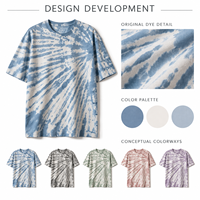 T-shirt Tie-Dye Sunburst délavé à l'acide 100% Coton, coupe oversize à épaules tombantes, style streetwear, vente en gros