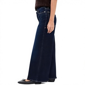 Pantalones Vaqueros de Mezclilla de Pierna Recta para Mujer, Corte Medio, Lavado Medio, Ajuste Regular, Estilo Casual Vintage, Ecológicos, de Poliéster/Algodón - Product Image 2