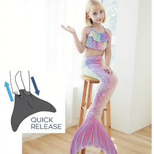 Costume da bagno per bambini a tre pezzi per ragazze Fish Tail a sirena Performance <span class=keywords><strong>Bikini</strong></span> stile costumi da bagno - Product Image 5