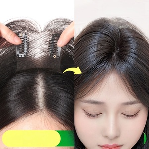 Perruque à franges pour femmes, postiche pleine longueur pour dissimuler les <span class=keywords><strong>cheveux</strong></span> gris, extension de <span class=keywords><strong>cheveux</strong></span> ultra-<span class=keywords><strong>fine</strong></span> à l'aspect naturel pour le front - Product Image 2