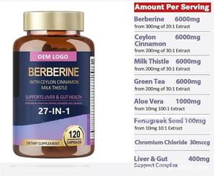 Cápsulas de Arándano para el Apoyo Renal, 120 Cápsulas, Producto de Salud Más Vendido, Marca Privada Personalizada Rápida con Certificación GMP e ISO, Berberina 27 en 1 - Product Image 3