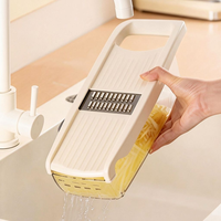 Coupe-légumes multifonctionnel, mandoline de cuisine pour pommes de terre et radis, râpe avec protège-mains de sécurité